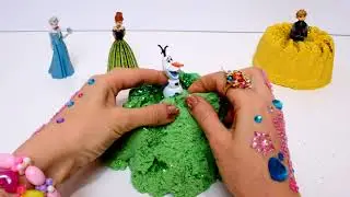 Disney Princess Frozen Kinetic Sand Molds with Elsa & Anna  Olaf  Kristoff Surprise Toys For Kids