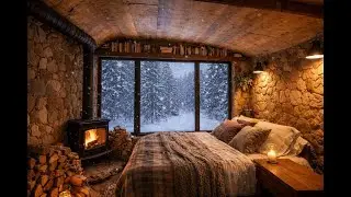 Cozy Winter Cabin 🔥 Crackling Fire Sounds | Sleep, Relax & Study