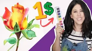 I Painted with 1$ Watercolor! Dollar Store Bought VS. Winsor & Newton