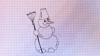 Простые рисунки #51 Снеговик ( очень простой вариант)
