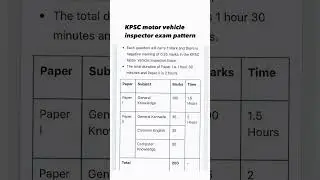 KPSC motor vehicle inspector exam pattern 2024 / KPSC motor vehicle inspector exam pattern #kpsc