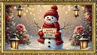 Cozy New Year Snowman Scene ❄️ Vintage Oil Painting TV Art