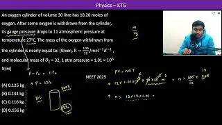 An oxygen cylinder of volume 30 litre has 18.20 moles of oxygen. After some oxygen is