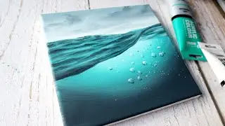 Underwater seascape painting / easy acrylic painting for beginners 💚🌊