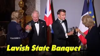 Charles & Camilla at state banquet with Macron after Elys&eacute;e Palace visit