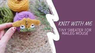 Knit with me tiny cardigan with sheeps for little sister maileg mouse