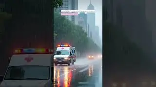 Gentle Rain & Ambulance Siren 🚑 | Calming Urban Soundscape #Shorts
