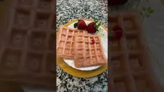 Eggless waffles homemade/eggless strawberry waffles/pink waffles #healthyrecipes #lunchboxideas
