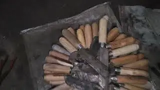Proses polesan dasar dan selanjutnya pemolesan finishing pisau dapur jenis baja #viral laslos