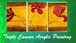 Triple  Canvas Painting || wall Art| Simple Flower| Part -3