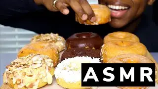DONUT ASMR: GLAZED, CHOCOLATE, COCONUT, CHOCOLATE FUDGE & AND ALMOND DONUT ( SWEET TREAT) NO TALKING