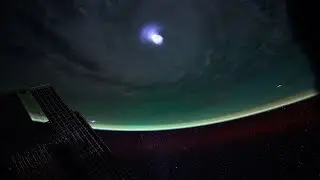 Hurricane Humberto's eye lit up by lighting in amazing space station time-lapse