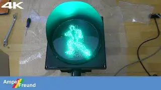 [4K] First test, Fama Traffic Hightech LED Pedestrian Signal with running and red &Oslash;300