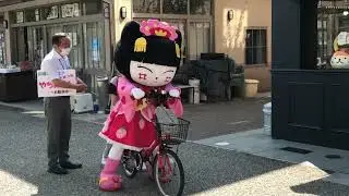 【ゆるキャラ】やちにゃん、自転車に挑戦！えぇ、乗れるの？！