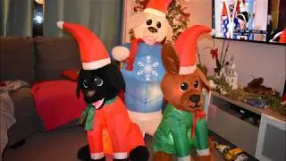 Dogs Puppy Scene Airblown Inflatable Christmas - unboxing