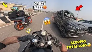 Crazy Accident of Scorpio🥵Total loss || Rc390 VS Rc390 Crazy Race