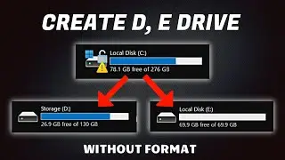 How to Create New D, E Drive Partition in Windows 11/10 (2025) - No Data Loss. PC Has Only C drive