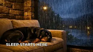 Fall Asleep Fast 🌧️ Cozy Cabin Rain with a Peaceful Dog