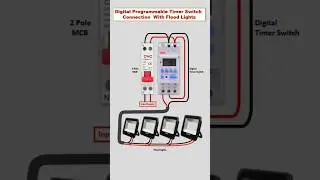 Digital programmable timer switch connection with flood light and MCB #timer