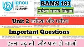 IGNOU BANS 183 Unit 2 पर्यटक और पर्यटन BANS 183 TOURISM ANTHROPOLOGY