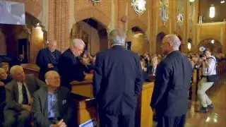 Fr. Michael Perry thanks Michael Quimby and Bob Schopp | Our Lady of Refuge | Brooklyn Diocese