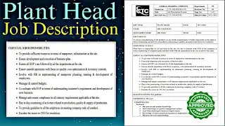 Plant Head Job RESPONSIBILITY | Plant Manager Job Description Format | Role of Plant Head in Company