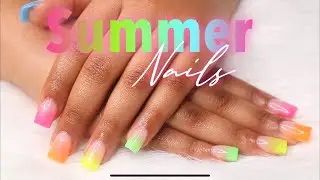 Rainbow PolyGel Nails | Summer Vibes Nails 2021 | Short Square Nails | Nails For Beginners 🌸