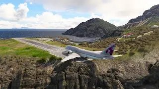 Great Pilot Skill! QATAR Airways B747 Epic Takeoff on Short Runway Juancho E Yrausquin Airport