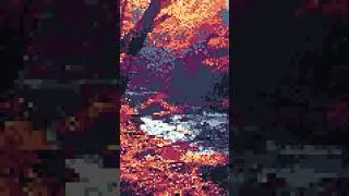 Cozy Autumn Ambience 🍁🍂📚☕️ - River Nature Sound - Relaxing Loop - Pixel Art