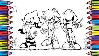 Sonic, Shadow, and Metal Sonic Coloring Pages | Epic Hedgehog Showdown! #drawingwithsekar #coloring