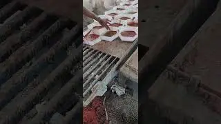 interlocking tiles hexagon red colour stone look making proses