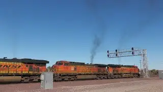 BNSF in the Barstow, CA (Cajon Sub)  area in 4k - Fall 2025 - Intermodals, a meet, a race, runaround