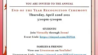 2021 End of Year Recognition Ceremony- CCA TRIO and COSI Programs