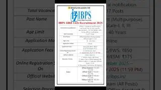 IBPS RRB 14th Recruitment 2025 | New IBPS Vacancy 2025 | dailyJobs updates #shorts  #ibps