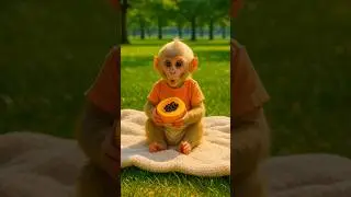 🐵 Baby Monkey Eating Papaya So Cutely 😍 Don&rsquo;t Miss This! #shorts