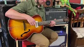 1960s Harmony Broadway archtop guitar rubber-bridge electric bass conversion