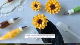 Easy buttercream sunflower cupcakes for cake decorating