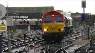 x9 Class 66's in Convoy on 0X12 @ Eastleigh 18/02/12