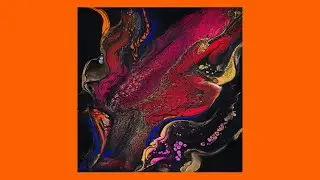 #9410 Tiny Red Dragon Swipe Contemporary Art Fluid Acrylics 8.20.2023 Intuitive art