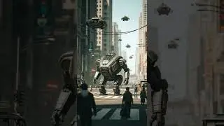Future Traffic Jam! 🤯 Giant Robot Meets Autonomous Drones 💥 | AI Sci-Fi Short #giantrobots #ai
