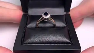 LFRD260S: Oval Sapphire Ring with Diamond Surround, 0.68ct, 9k Gold