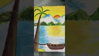 #nature #painting #naturelovers #mountains #tree #river #sunset