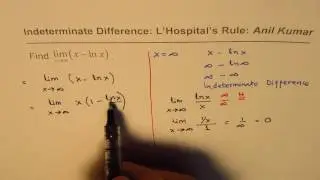 Indeterminate Difference L'Hospitals Rule for Natural Logarithm