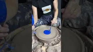 Blauer Pizzateller 🍕#pottery