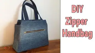 ZIPPER BAG TUTORIAL | ZIPPER HANDBAG MAKING/JEANS HANDBAG DESIGN/ RECYCLE OLD JEANS /DIY BAG SEWING