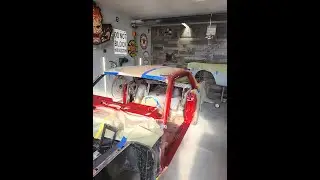 Paint Day. The stinky pinky 66 gets some Octane red paint