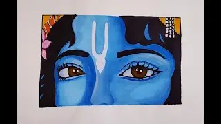 Drawing lord Krishna eyes step by step | Lord Krishna eye painting tutorial for beginners | painting