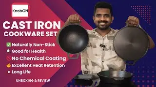 KNOBON Cast Iron Cookware Set Unboxing | Review & Easy Seasoning Process Explained in Malayalam!🔥
