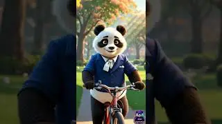 Cute panda riding bike 🐼  #kidsvideo #babypanda #cuteanimals