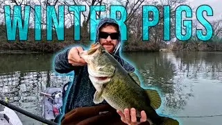 WINTER Kayak Fishing For River PIGS